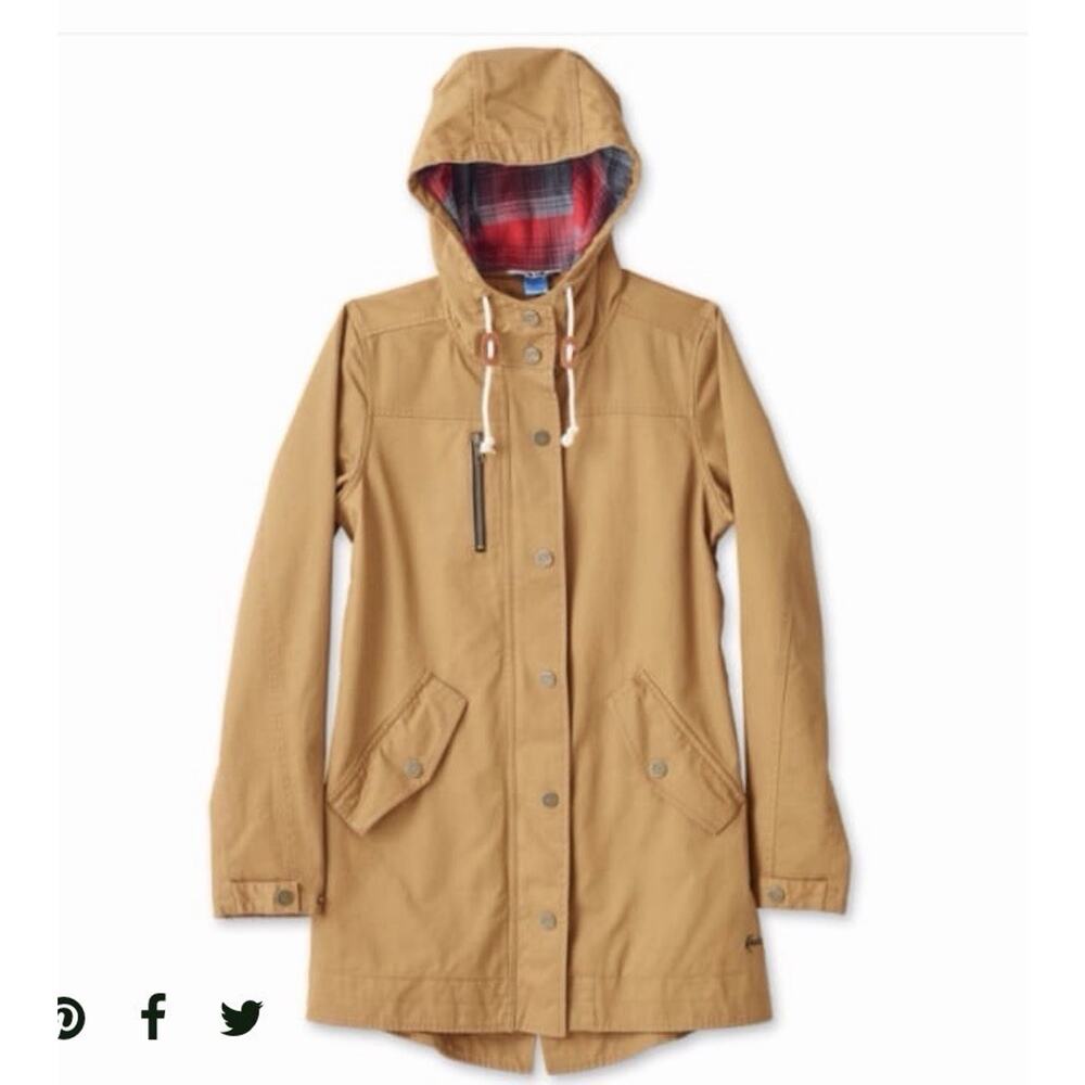 KAVU Women’s S Sundowner Hooded Lined Jacket Mid Length Tobacco